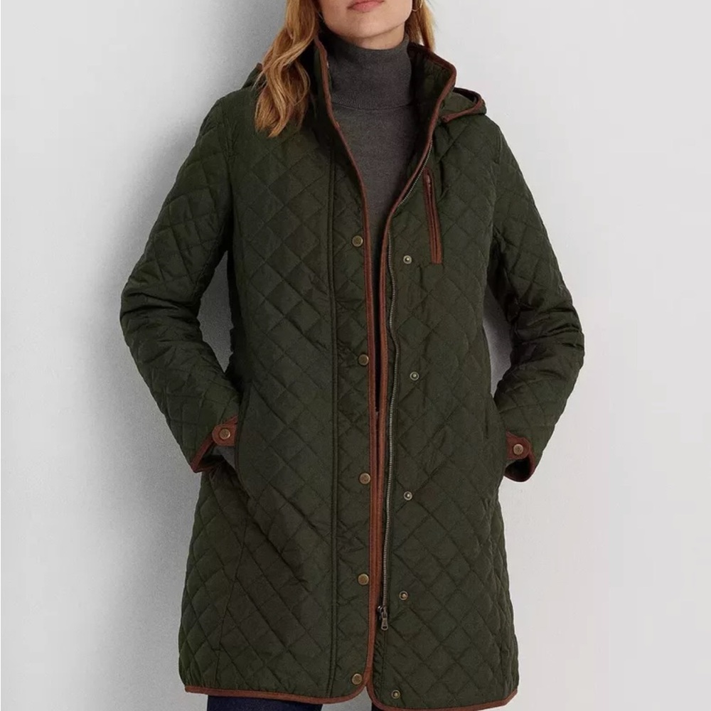 LAUREN RALPH LAUREN Women's Quilted Coat, color LITCHFIELD, size L